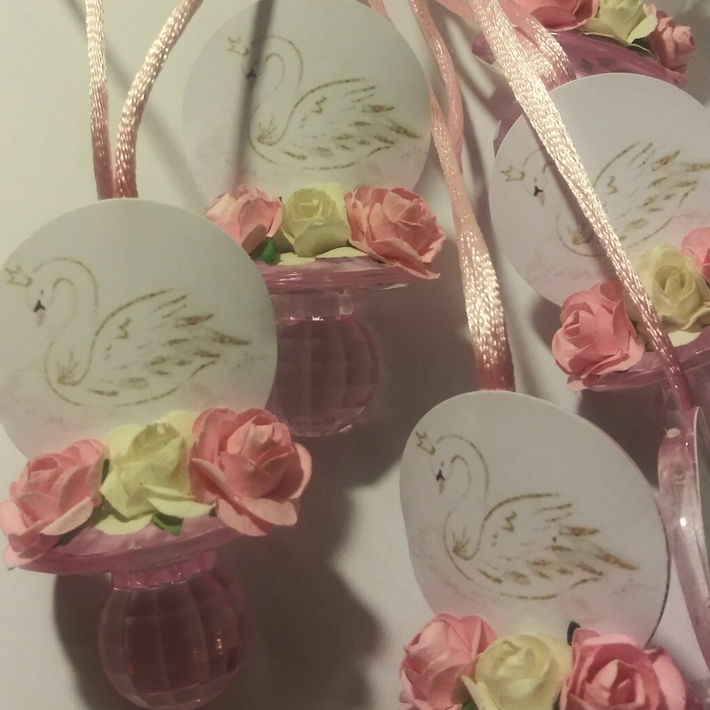 24 Swan Baby Shower Pacifiers Guest  Necklaces